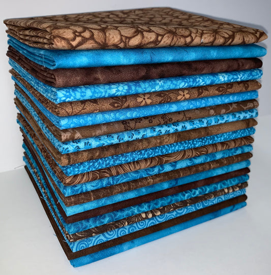 Turquoise & Earth Fat Quarter Bundle - 20 Fabrics, 20 Total Fat Quarters