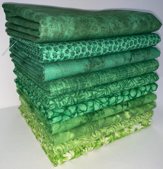 Fresh Greens Half-yard Bundle - 10 Fabrics, 5 Total Yards