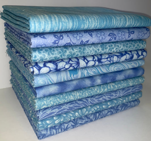 Basic Colors - Sky (Lt. Blue) Half-yard Bundle - 10 Fabrics,5 Total Yards