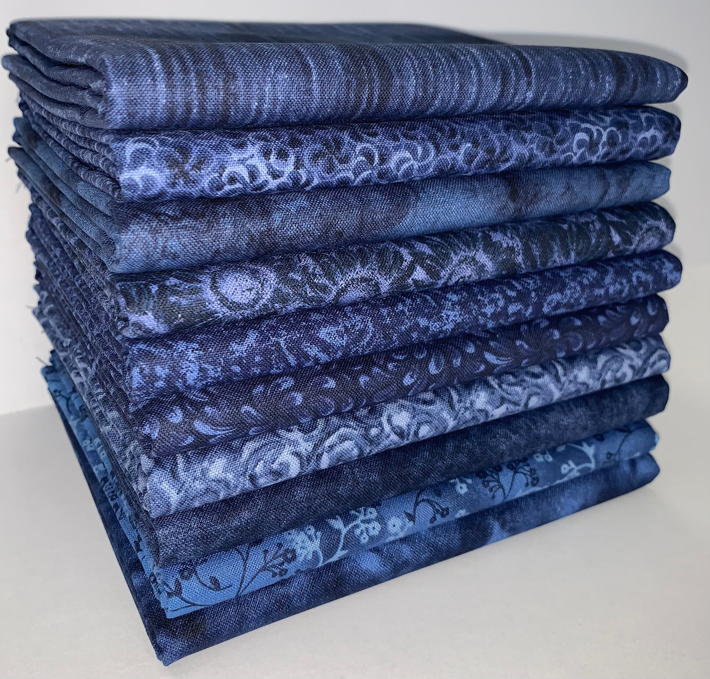 Basic Colors - Dark Blue Half-yard Bundle - 10 Fabrics, 5 Total Yards