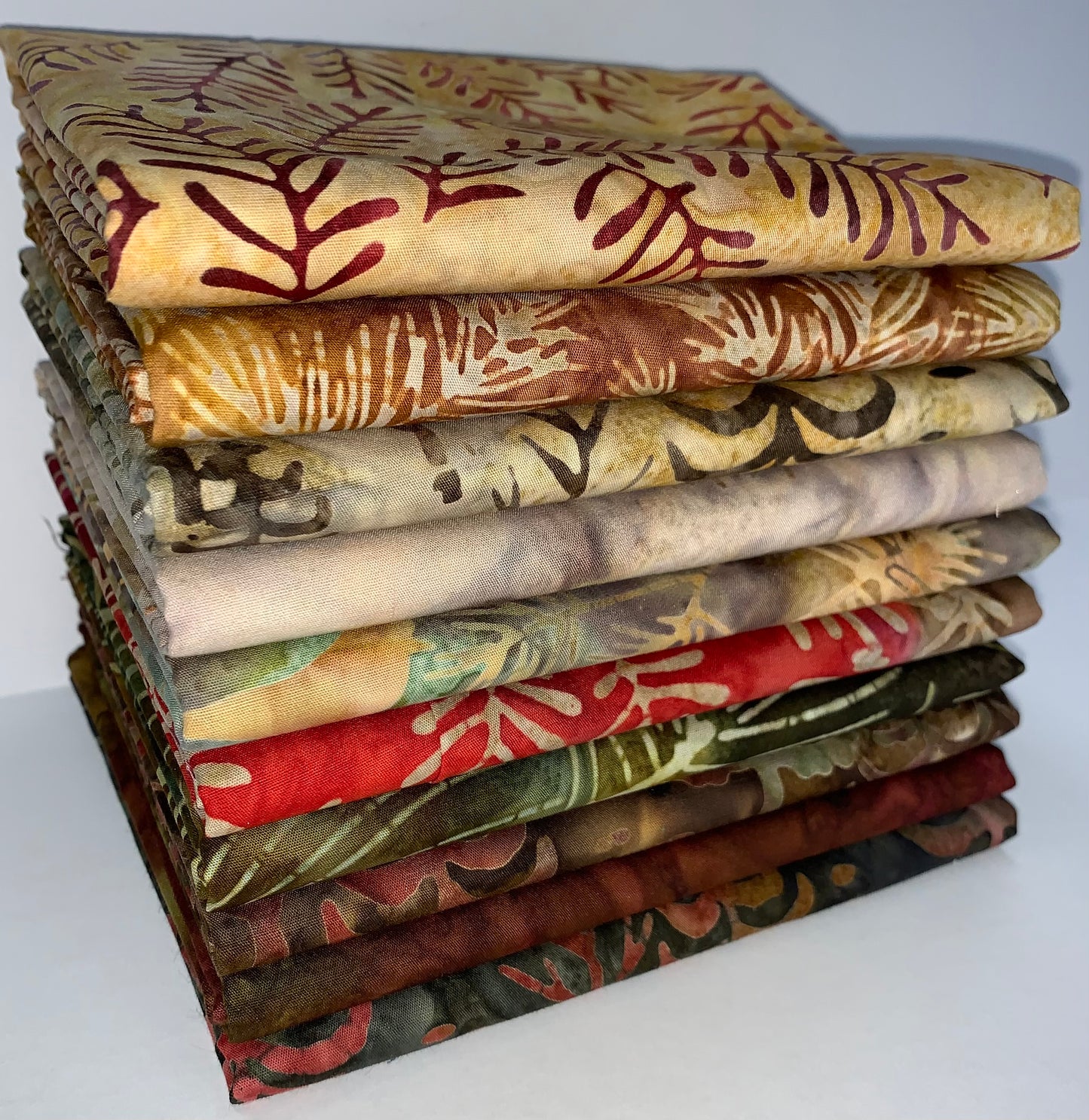 Robert Kaufman Artisan Batik Autumn/Forest Trails Half-Yard Bundle - 10 Fabrics, 5 Total Yards