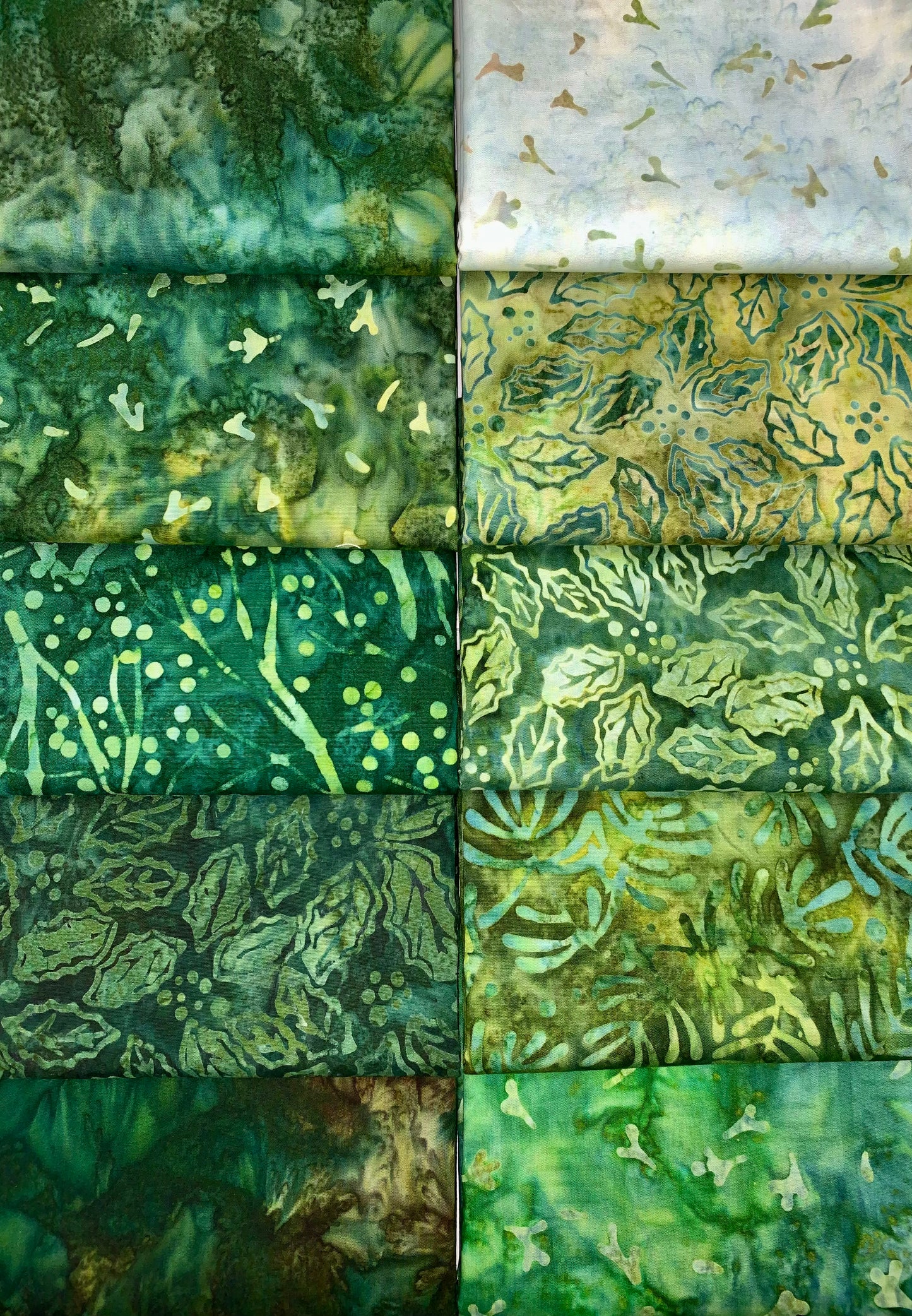 Robert Kaufman Artisan Batik "Wintergreen" Half-yard Bundle - 10 Fabrics, 5 Total Yards