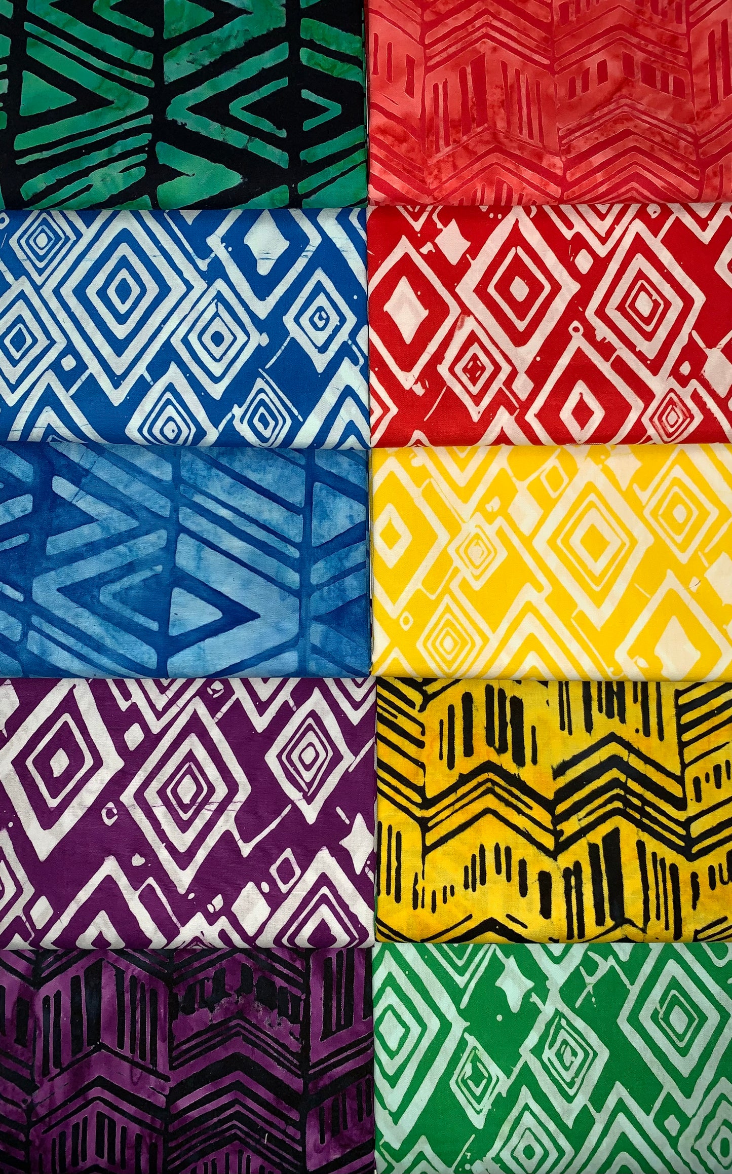 Robert Kaufman Artisan Batik "Geo Brights" Half-yard Bundle - 10 Fabrics, 5 Total Yards