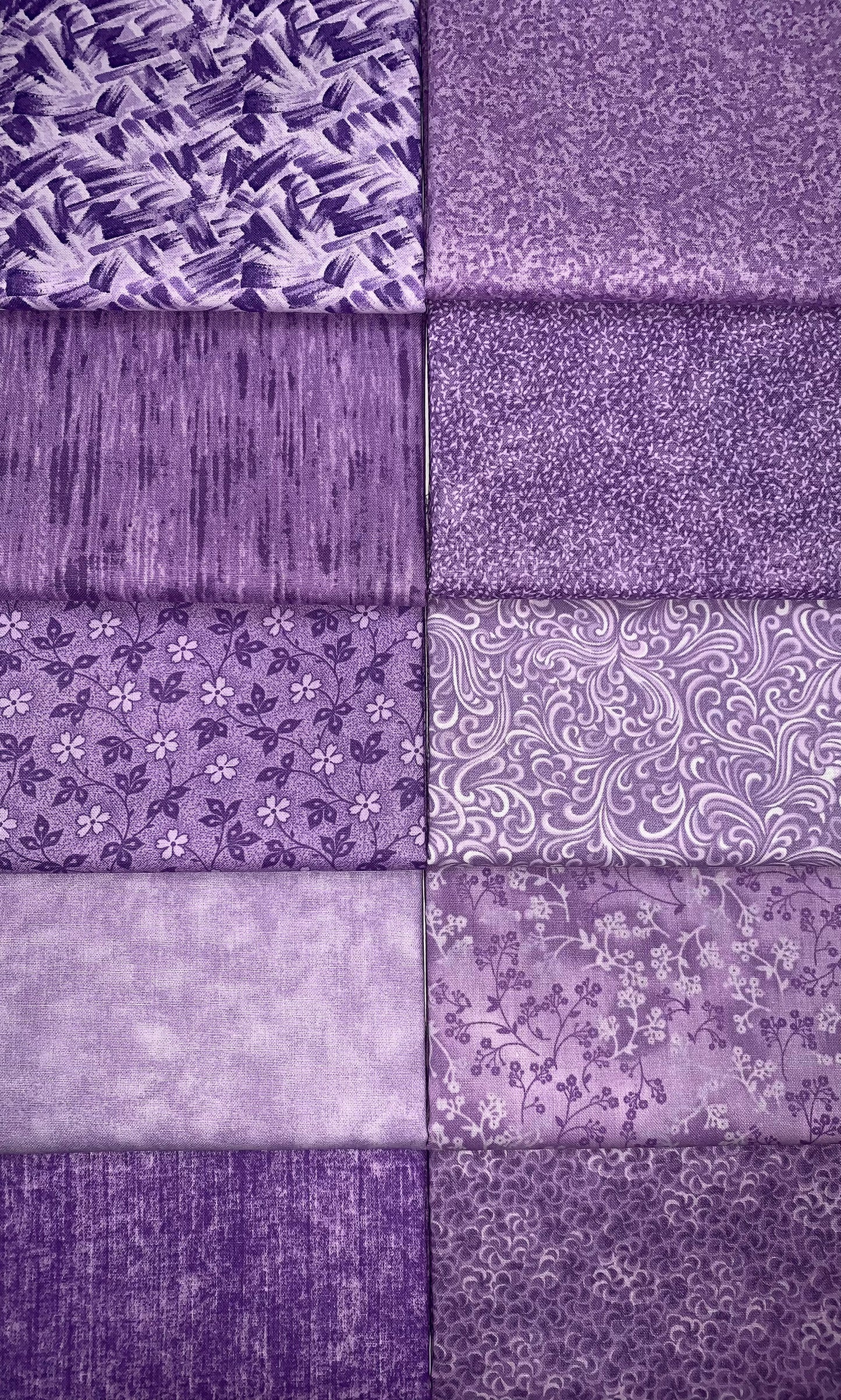 Basic Colors - Lavender Half-yard Bundle - 10 Fabrics, 5 Total Yards