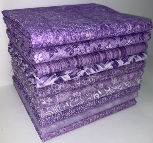 Basic Colors - Lavender Half-yard Bundle - 10 Fabrics, 5 Total Yards