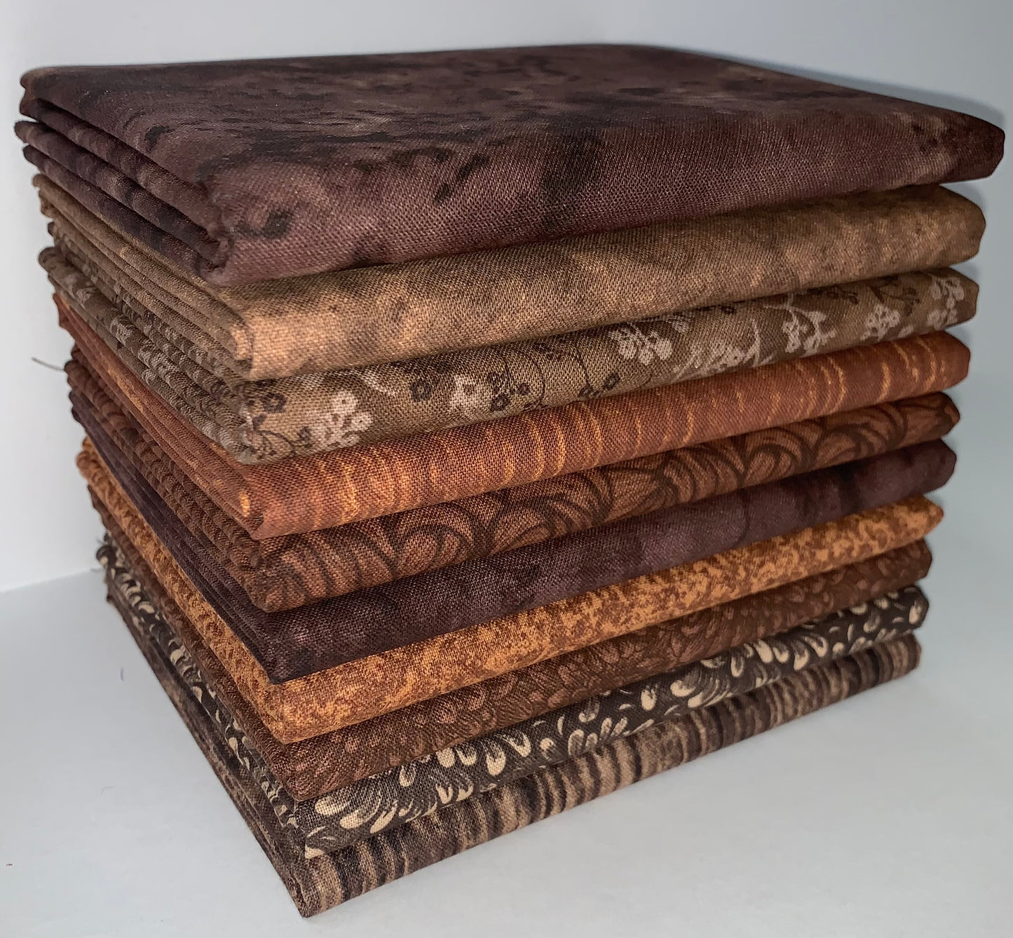 Basic Colors Chocolate Half-yard Bundle - 10 Fabrics, 5 Total Yards