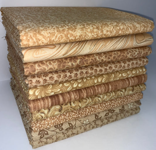 Basic Colors - Camel/Sand Half-yard Bundle - 10 Fabrics, 5 Total Yards