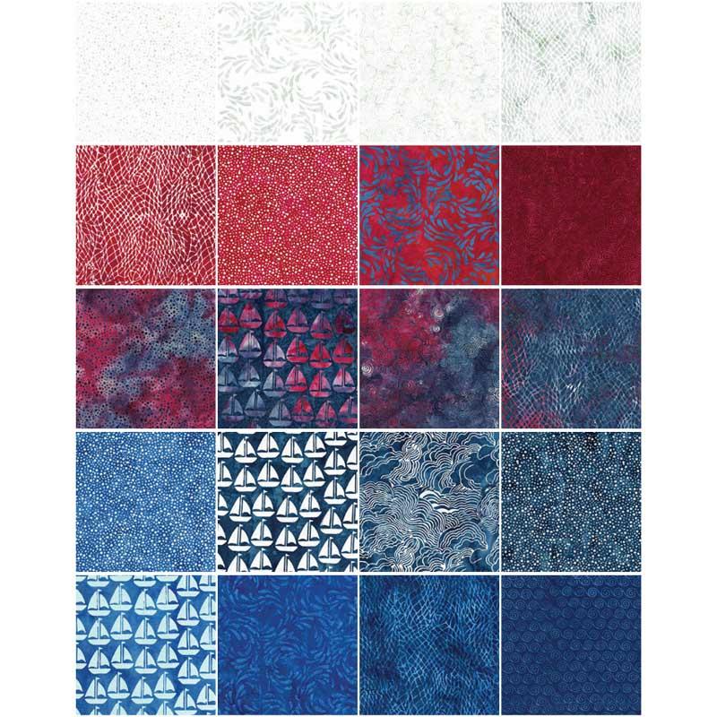 Island Batik - Sail Away - 20 Fabrics, 40 Total Strips