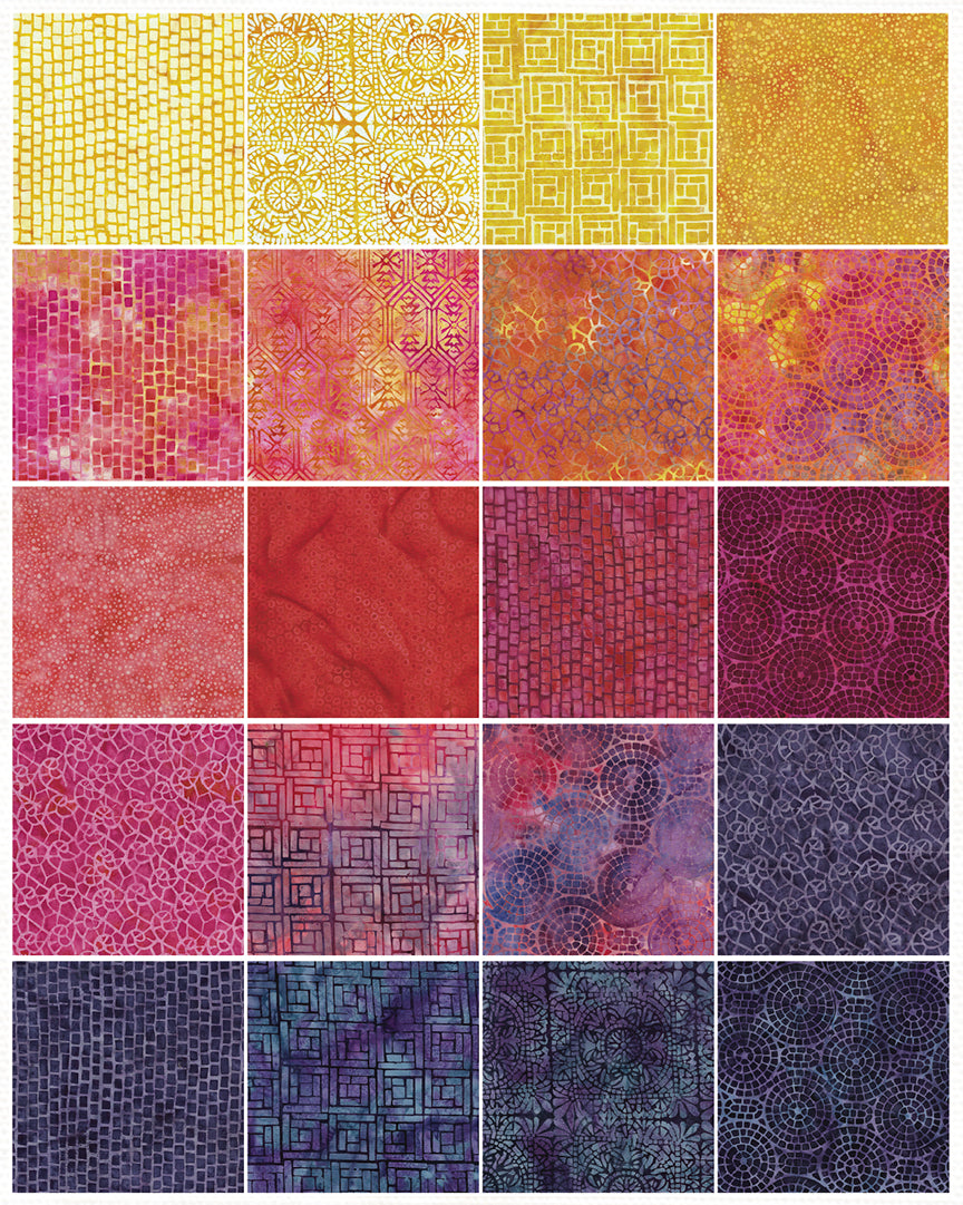 Island Batik - Juicy Mosaics - 20 Fabrics, 40 Total Strips