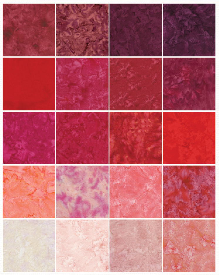 Island Batik - Ravishing Red - 20 Fabrics, 40 Total Strips