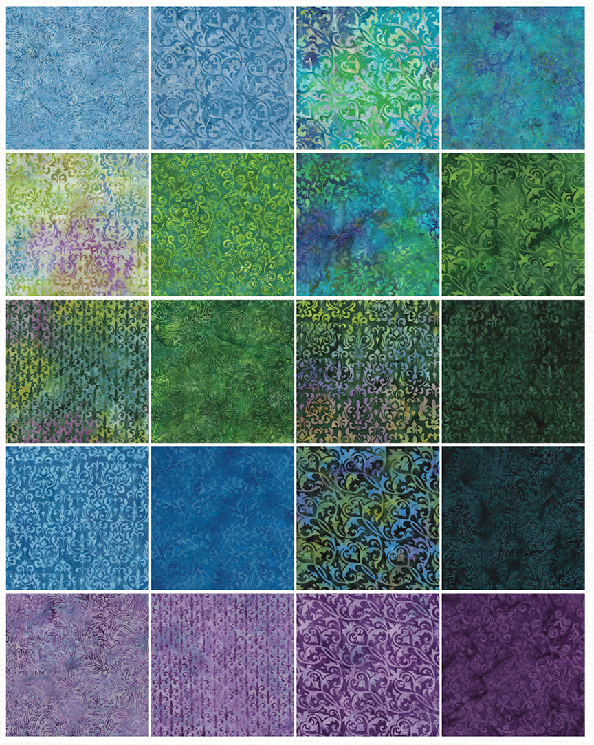 Island Batik - Royal Crown - 20 Fabrics, 40 Total Strips