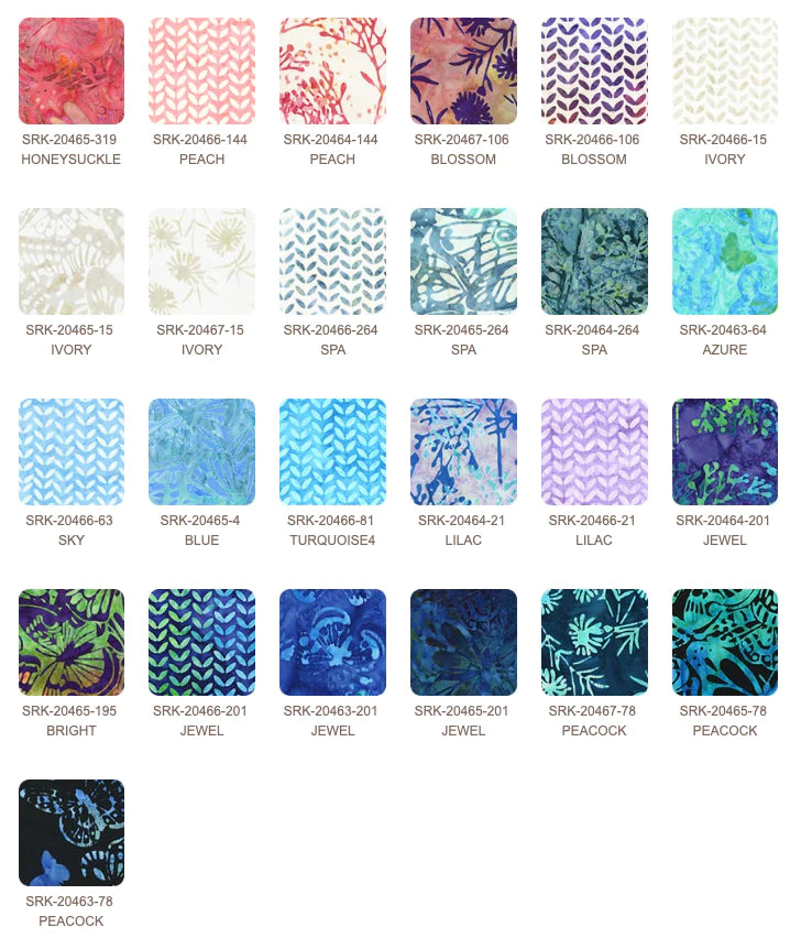 Robert Kaufman Artisan Batiks: Watercolor Blossoms Roll-up - 40 Total Strips (RU-1019-40)