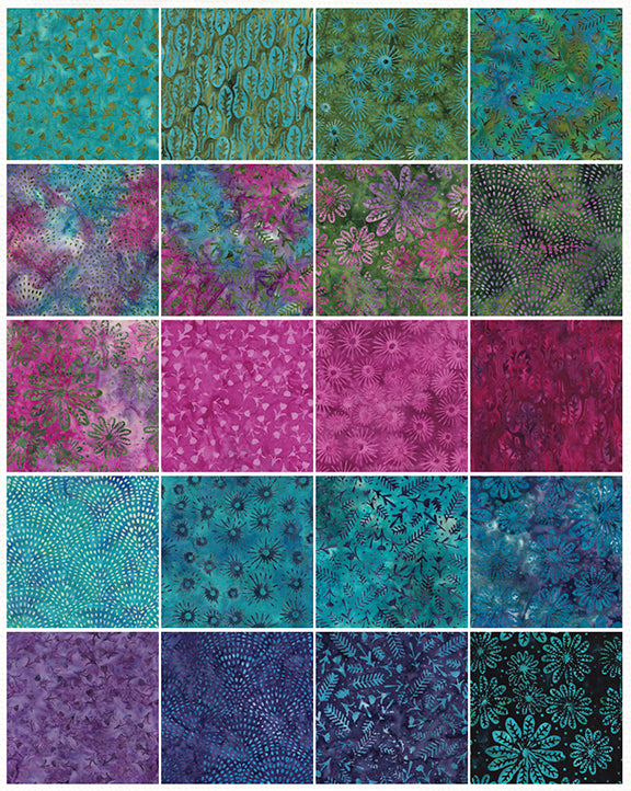 Island Batik - Summer Twilight - 20 Fabrics, 40 Total Strips