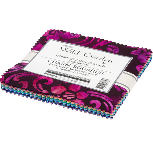 Charm Pack 5x5 Squares - Robert Kaufman Artisan Batik "Wild Garden" - 40 5" Squares