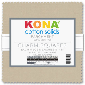 Charm Pack 5x5 Squares - Robert Kaufman Kona Solid Parchment - 40 5" Squares