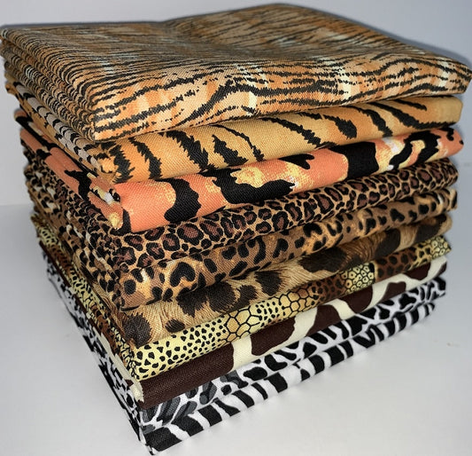 Animal Skin Prints Half-yard Bundle - 10 Fabrics,5 Total Yards