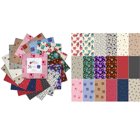 Charm Pack 5x5 Squares - Benartex Lizzy Albright Attic Windows - 40 5" Squares 