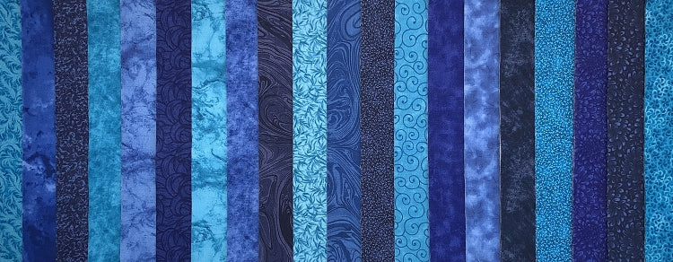 Azure Hues 2.5" Roll - 20 Fabrics, 20 Total Strips