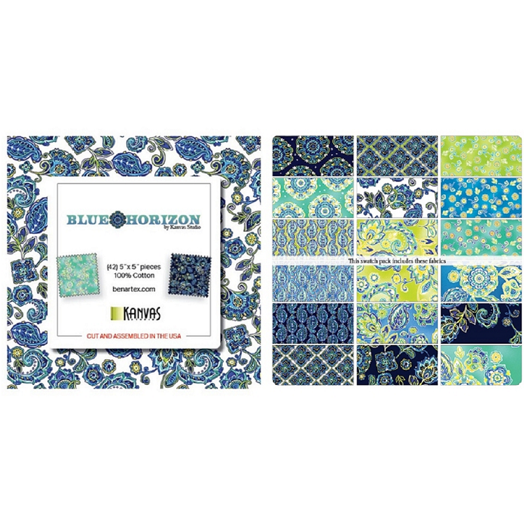 Charm Pack 5x5 Squares - Benartex Blue Horizon - 40 5" Squares 