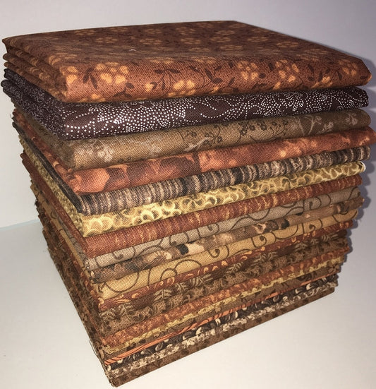 Chocolate/Toffee Fat Quarter Bundle - 20 Fabrics, 20 Total Fat Quarters