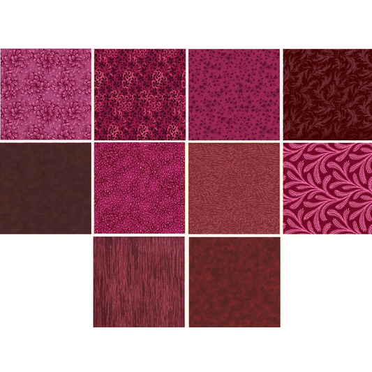 Charm Pack 5x5 Squares - Basic Colors Burgundy - 40 5" Squares