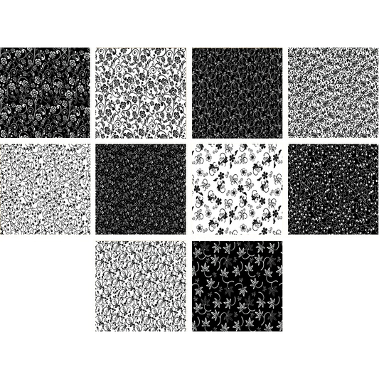 Charm Pack 5x5 Squares - Black & White Prints - 40 5" Squares  