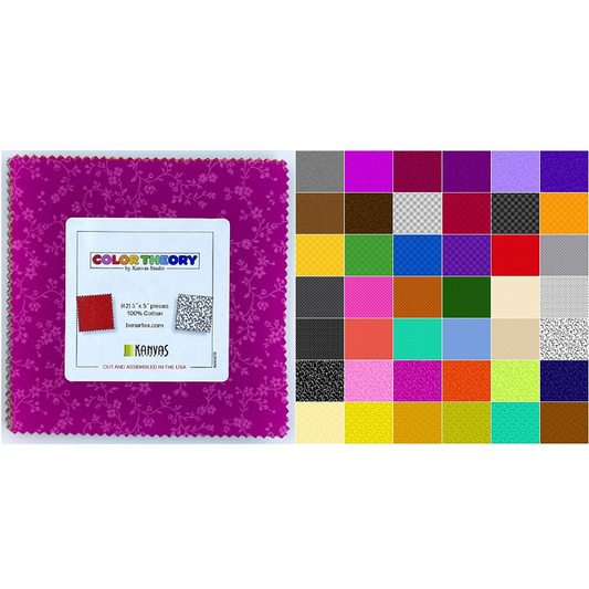 Charm Pack 5x5 Squares - Benartex Color Theory - 40 5" Squares