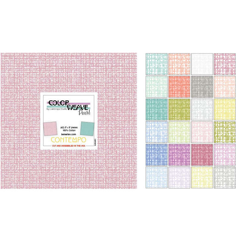 Charm Pack 5x5 Squares - Benartex Color Weave Pearl - 40 5" Squares 