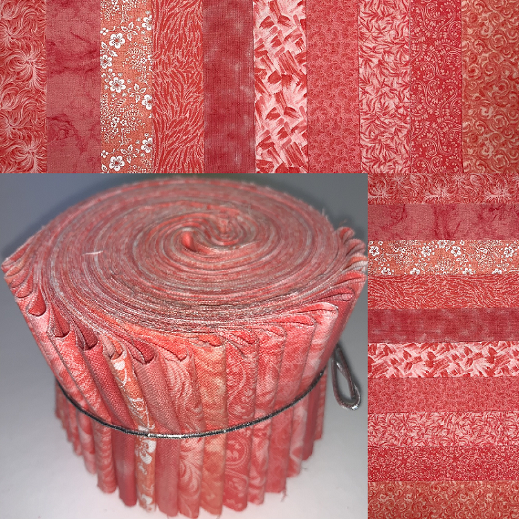 Basic Colors - Coral 2.5" Roll - 10 Fabrics, 20 Total Strips