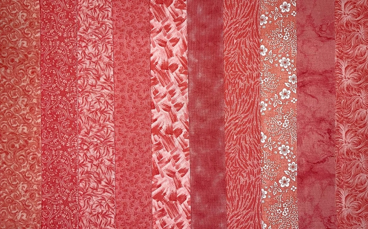 Basic Colors - Coral 2.5" Roll - 10 Fabrics, 20 Total Strips