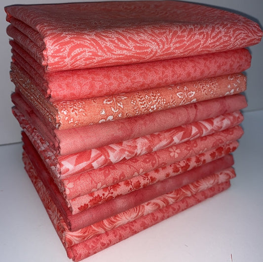 Basic Colors - Coral Half-yard Bundle - 10 Fabrics, 5 Total Yards  