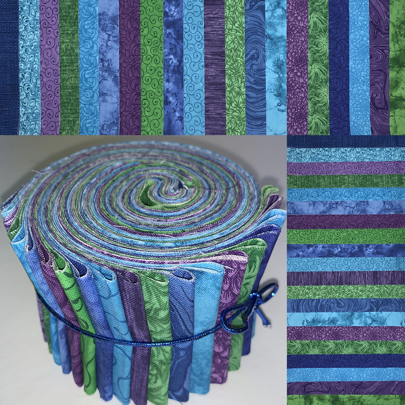 Deep Ocean 2.5" Roll - 20 Fabrics, 20 Total Strips
