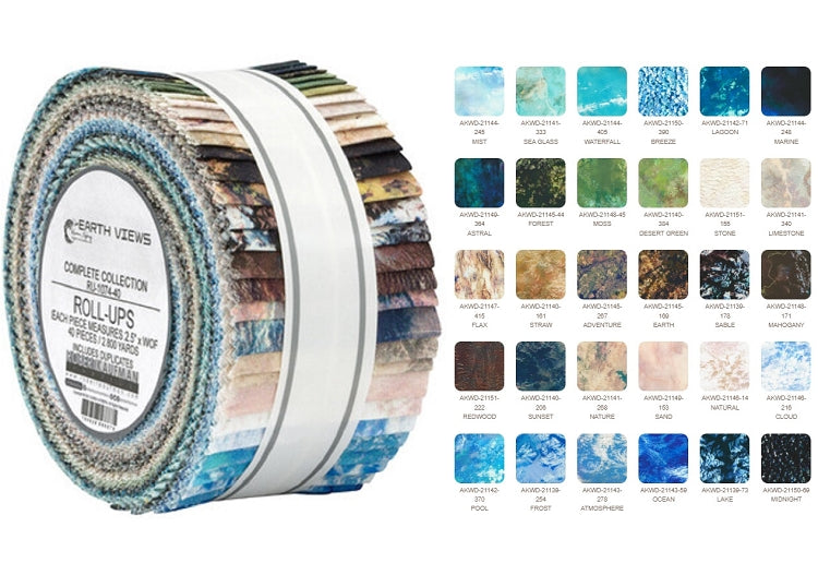 Robert Kaufman Earth Views Roll-up - 40 Strip Roll 