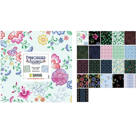 Charm Pack 5x5 Squares - Benartex Embroidered Elegance - 40 5" Squares