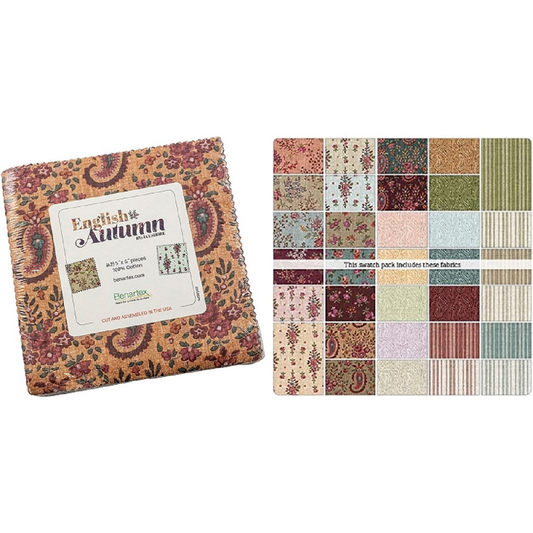 Charm Pack 5x5 Squares - Benartex English Autumn - 40 5" Squares 