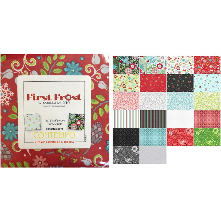 Charm Pack 5x5 Squares - Benartex First Frost - 40 5" Squares   