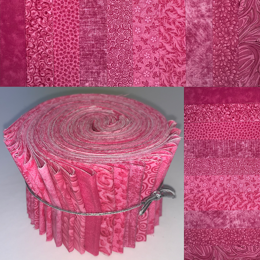 Basic Colors - Flamingo 2.5" Roll - 10 Fabrics, 20 Total Strips