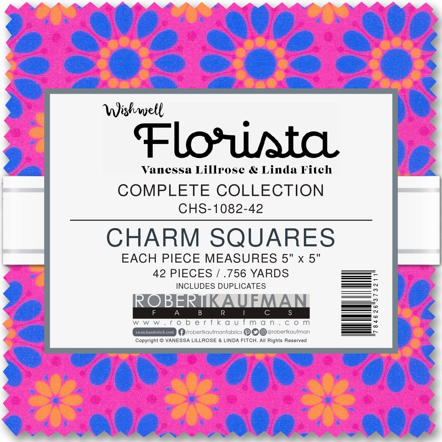 Charm Pack 5x5 Squares - Robert Kaufman "Florista" - 40 5" Squares