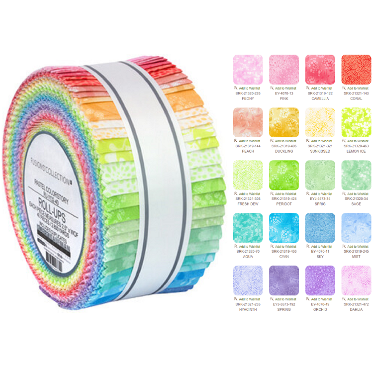 Robert Kaufman Fusions PASTEL Roll-up - 40 Strip Roll