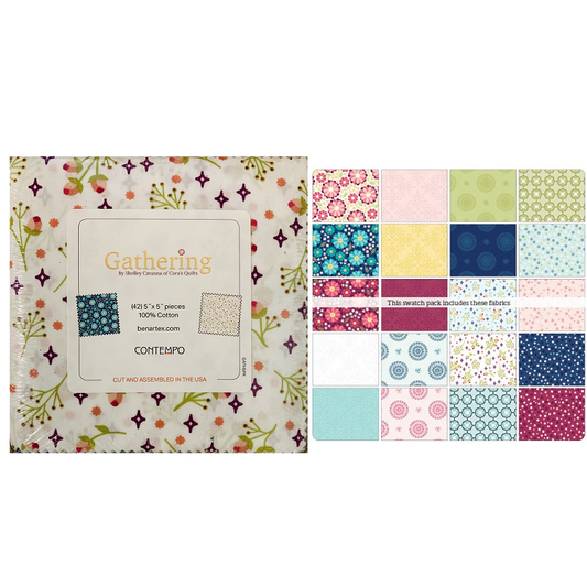 Charm Pack 5x5 Squares - Benartex Gathering - 40 5" Squares