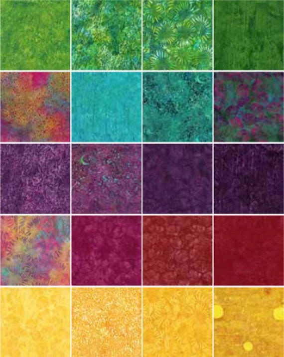 Island Batik - Garden Gems - 20 Fabrics, 40 Total Strips