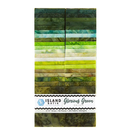 Island Batik - Glorious Green - 20 Fabrics, 40 Total Strips
