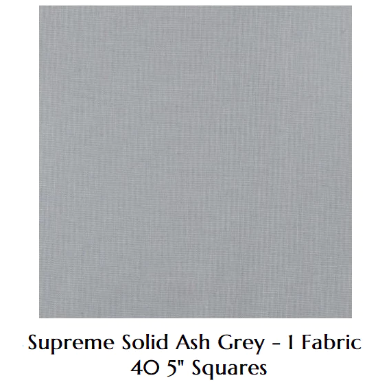 Charm Pack 5x5 Squares - Supreme Cotton Solid Ash Grey (Single Fabric)- 40 5" Squares