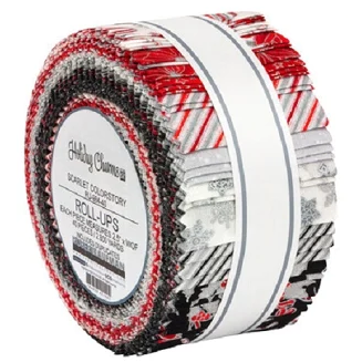 Robert Kaufman Holiday Charms Scarlet 2021 Roll-up - 40 Strip Roll