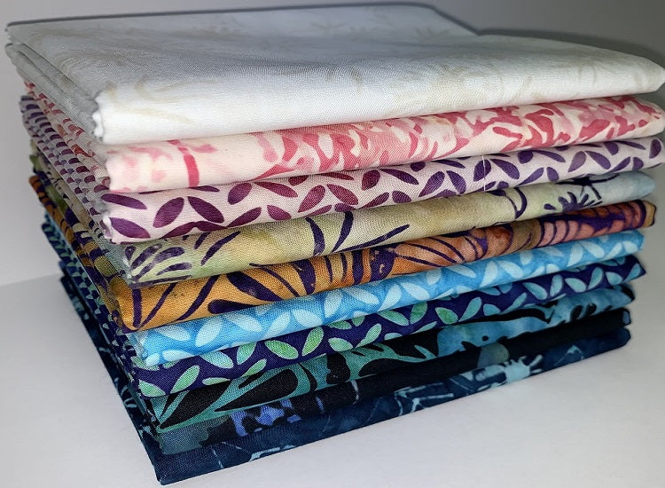 Robert Kaufman Watercolor Blossom Batik Fat Quarter Bundle - 10 Fabrics, 10 Total Fat Quarters