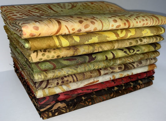 Robert Kaufman Farm Country Batik Fat Quarter Bundle - 10 Fabrics, 10 Total Fat Quarters