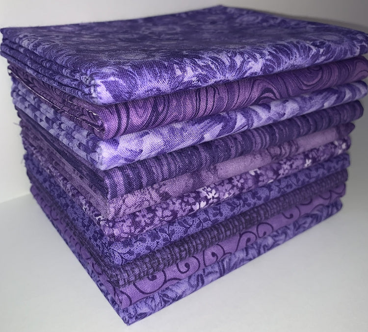 Basic Colors - Purple Half-yard Bundle - 10 Fabrics, 5 Total Yards