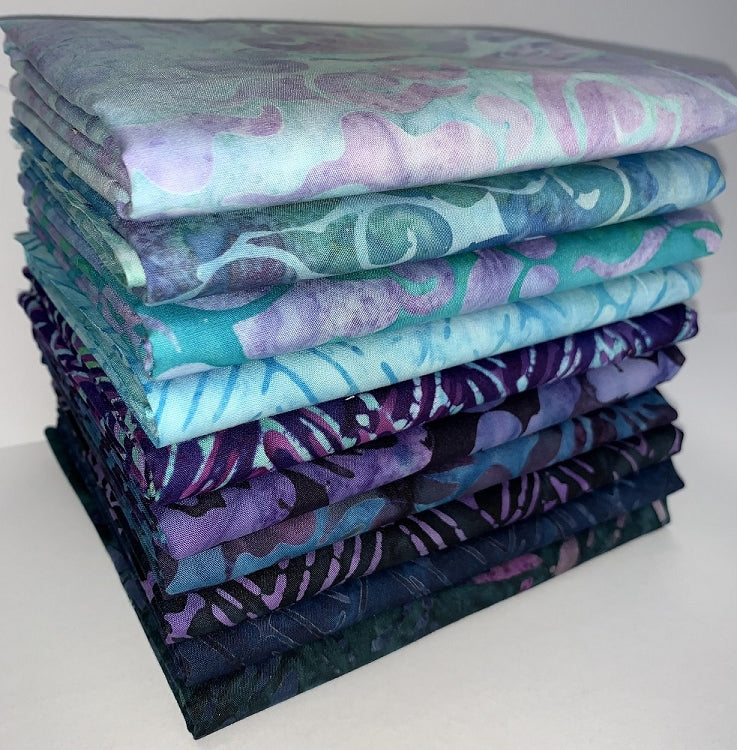 Robert Kaufman Evening Glow Batik Half-yard Bundle - 10 Fabrics, 5 Total Yards