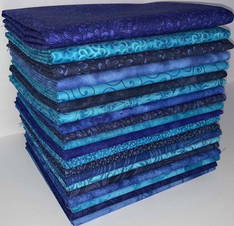 Azure Hues Fat Quarter Bundle - 20 Fabrics, 20 Total Fat Quarters