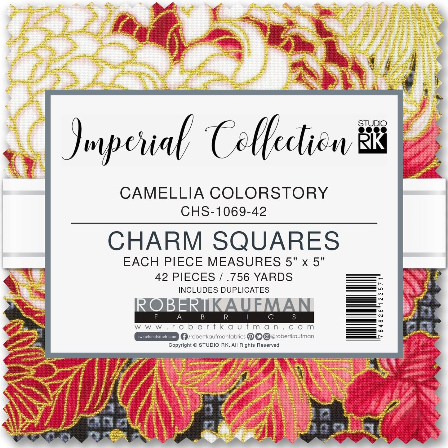 Charm Pack 5x5 Squares - Robert Kaufman "Imperial Collection: Camellia Colorstory" - 40 5" Squares
